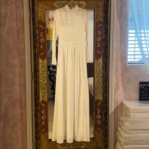 White long sleeve turtleneck maxi